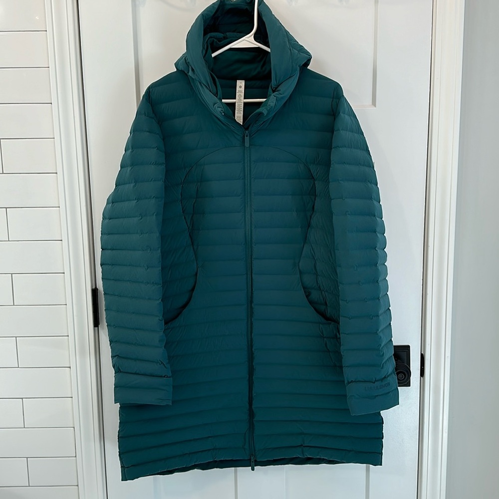 Women’s Lululemon Pack It Down Long Jacket Teal size 14 EUC